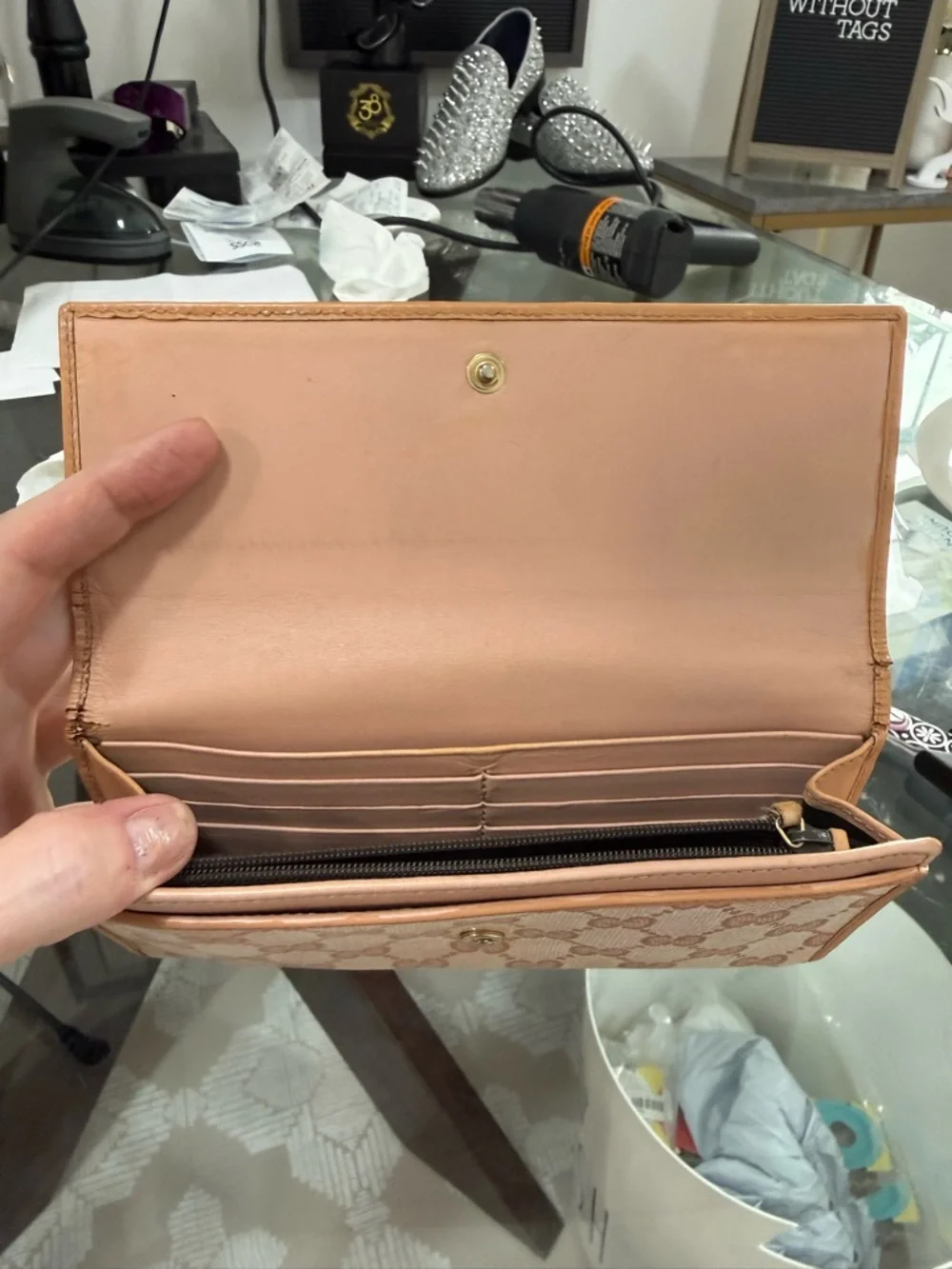 Gucci Tan Monogram Continental Wallet - Picture 8 of 10